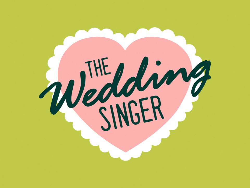 Reimagining Movie Vinyls: The Wedding Signer 80s dark green forest green green hand type heart hoodzpah illustration lace love pink retro romantic romcom typography valentines valentines day