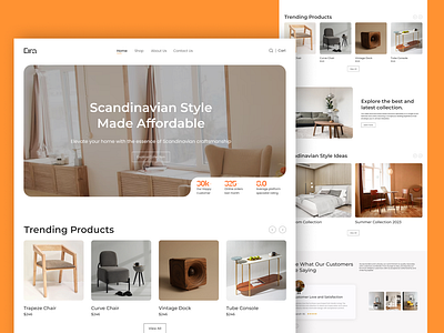 Scandinavian Furniture Website Design bed chair design ecommerse furniture landing page minimal pastel scandinavian showcase table ui ui design uidesign ux warm colors website wood