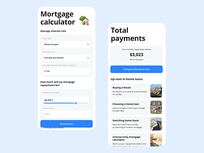 Mortgage calculator app design finance mortgage ui ux