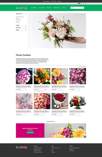 Website of flower store branding design illustration ui website