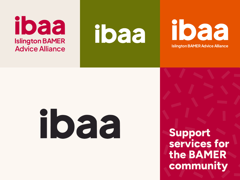 Islington BAMER Advice Alliance Rebrand aqua bamer branding charity clean community green helping logo minimal neutral not for profit organic poc red refugee social social media warm