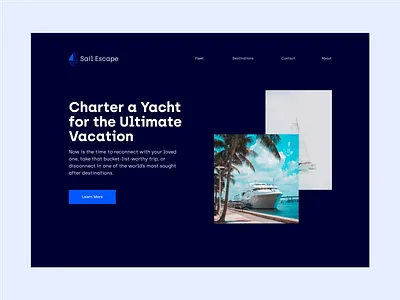 Yacht Rental Web Design app boat rental platform design figma graphic design landing page saas typography ui ui ux user experience design user interface design ux web app web design website website design website homepage website ui yacht website