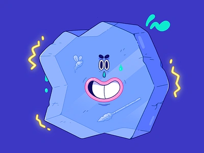 Frozen In Time. 2d blue cartoon character characterdesign cold freeze frozen happy ice illustration illustrator mouth simple spear