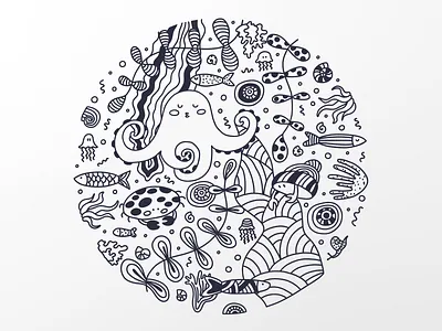 Underwater doodle crab design doodle doodleart doodleartist doodlecharacter doodleillustration doodlelove doodling fish fun illustration jellyfish logo octopus ornamental print sea underwater vector