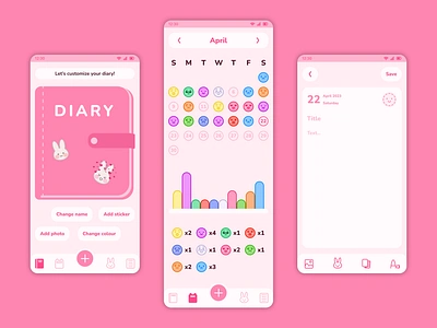 Diary App android app app desing design graphic design illustration ios stickers ui uiux desing ux