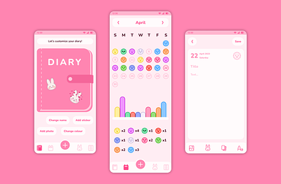 Diary App android app app desing design graphic design illustration ios stickers ui uiux desing ux