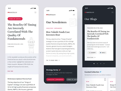 Marcellus Investment Management | App Design - 1/4 appcreation appdesign finance financewebsite fintech fintechindia fintechwebsite indianapp indiandesigners investment marcellus marcellusapp media modern design oldmoney timeless ui ux wealthapp wealthcreation