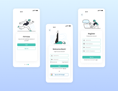 Daily UI Challenge | Day 001 | Sign Up Page app design figma fitness fitness app illustrations mobile app prototype signup ui uiux designer upskill