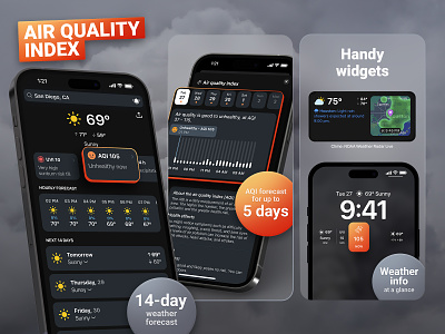 Air Quality Index CPP for Clime air quality alert app branding clime design graphic design illustration radar tornado tornado storm typography ui vector weather widget