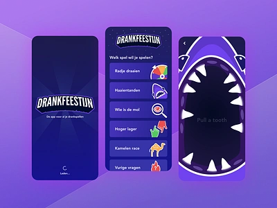 Drankfeestijn - Mobile Party Drinking game app app branding design drinking fun game mobile mobile app party phone shark