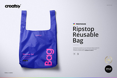 Ripstop Reusable Bag Mockup Set tote bag