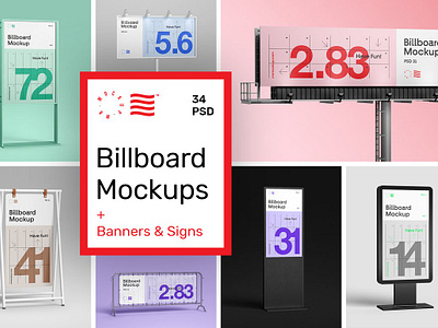 Billboard Mockups + Banners & Signs branding mockup city light