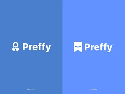 Preffy - Logo Redesign blue bookmark competition contest creative design happy icon logo mark music rebrand redesign rework ribbon smile song