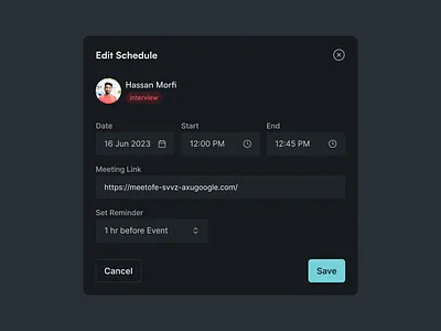 Edit schedule modal ats job saas ui uiux