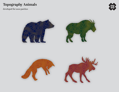 Topography Wildlife animal animals bear fox goat illustration moose topography vector wildlife