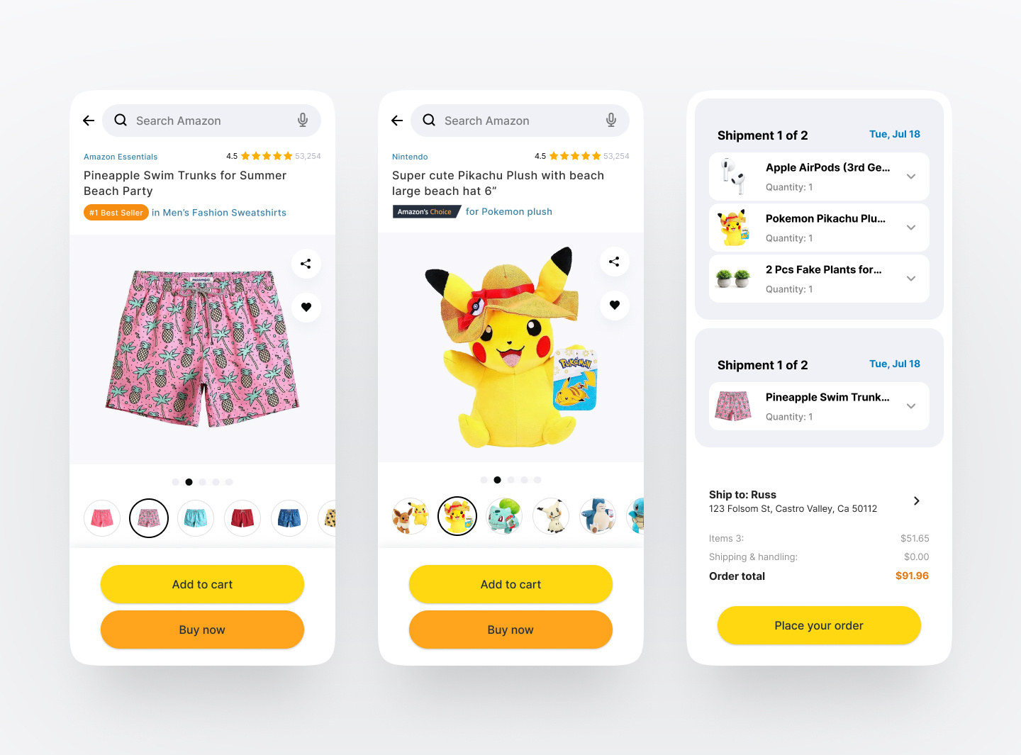 Amazon Shopping Made Simple amazon buy challenge checkout design pikachu pokemon product rebrand redesign ui ux