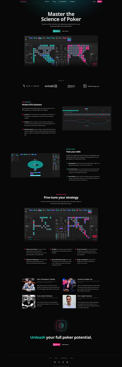 Poker tool marketing page app design graphic design