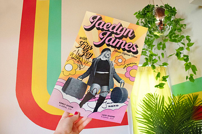 Jaedyn James Poster Design 1970s 70s 70s style concert poster design ehn jey flowers jaedyn james minneapolis music musician poster retro singer stripes vintage