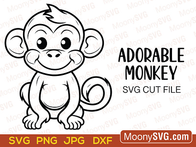 Cute Monkey SVG Cut File - Digital Download for DIY Crafts jungle theme