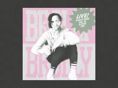 Brolly Live at the Starlet Room - Show Poster album art album artwork concert poster design graphic design music poster retro