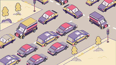 Traffic jam design digital illustration digitalart flat illustration isometric motion graphics traffic jam vector