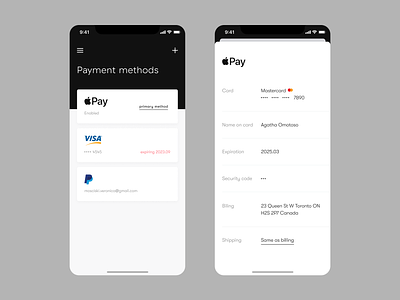 Payment methods app bank crypto currency finance ios mobile payment ui ux