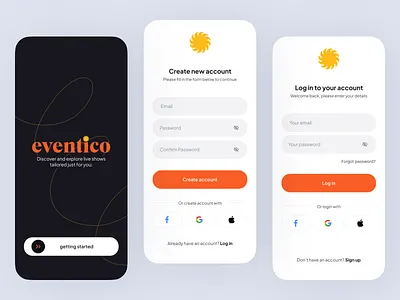 Event App Log in/Sign up app design event log in mobile mobile app sign up ui ux