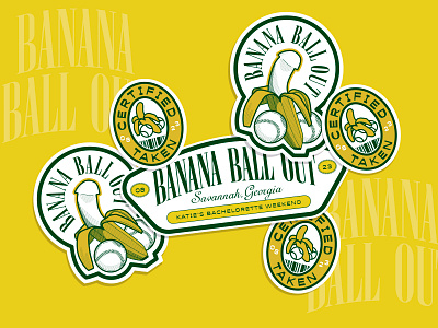 Bachelorette Campaign - Sticker Set americana bachelorette ball banana baseball brand branding design fruit graphic design illustration logo peen penis savannah set sticker yellow