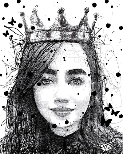 New Era of Scribble Art abstract black and white digital art drawing girl portrait illustration portrait scribble scribble artwork