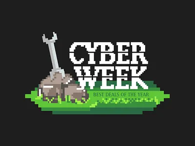 Cyberweek - The Wrench in the Rock automotive cyberweek illustration logo pixel pixel art sale tool wrench