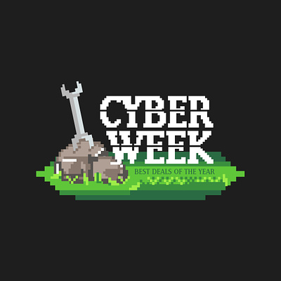 Cyberweek - The Wrench in the Rock automotive cyberweek illustration logo pixel pixel art sale tool wrench
