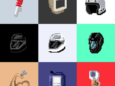 Automotive Pixel Icons automotive coilover computer helmet illustration mask oil pixel pixelart suspension welder wrench