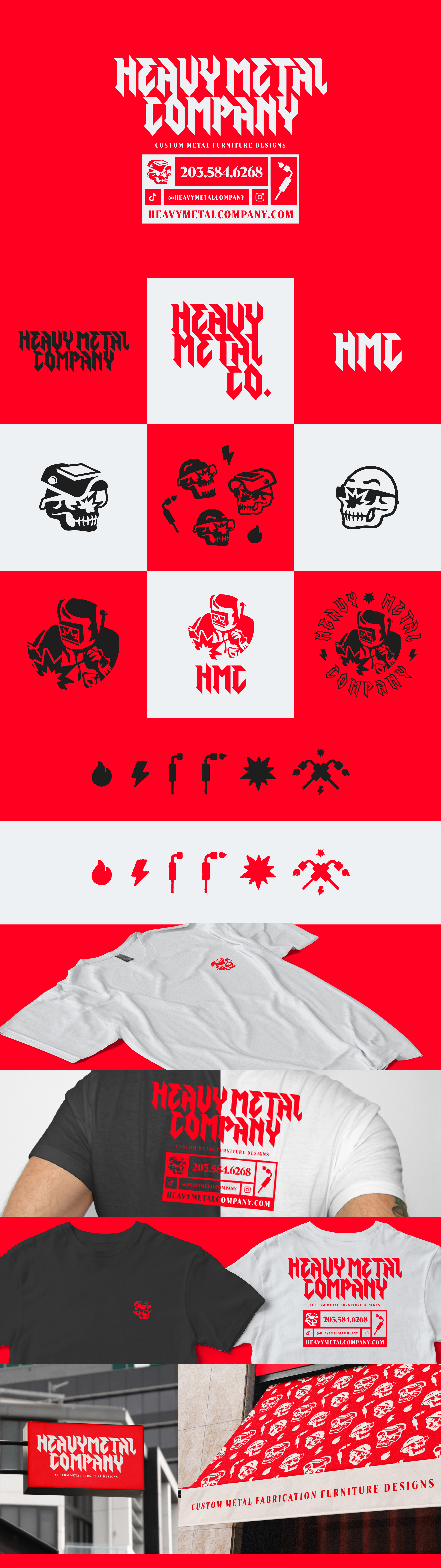 Heavy Metal Company - Branding project branding fabrication fire heavy metal illustration logo metal metal fab skull torch welder welding welding mask