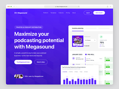 Megaboard - AI Podcast Distribution Hero Section ai ai podcast ai podcast distribution audio conversation distribution hero section hosting interview live megasound podcast podcast distribution radio spotify startup streaming streaming app streaming platform websites