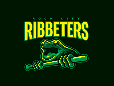 The Ribbeters baseball branding design frog graphic design illustration illustrator logo sports logo vector