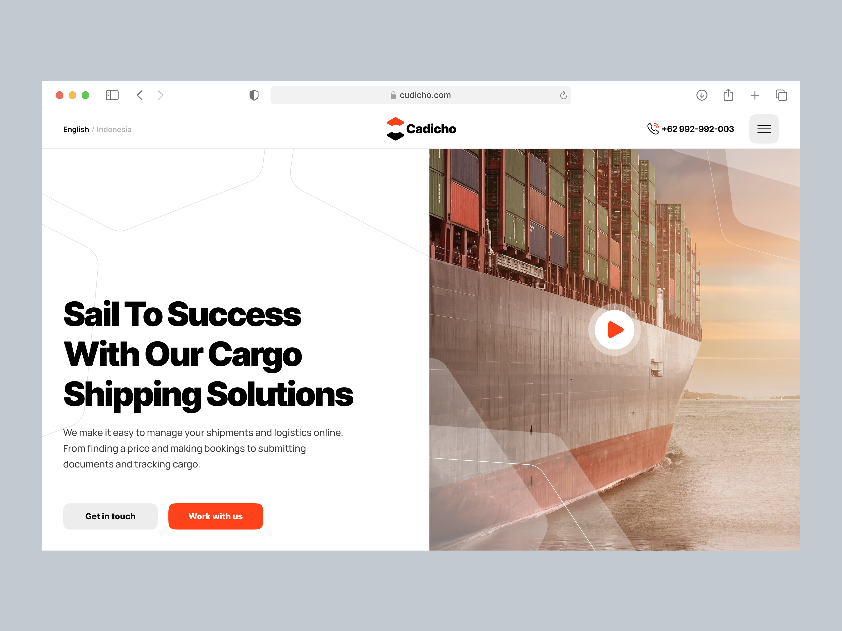 Cadicho - Logistic and Cargo Website business cargo container courier expedition freight landing page logistic logistics package packing shipment shipping transport truck warehouse web web design webdesign website