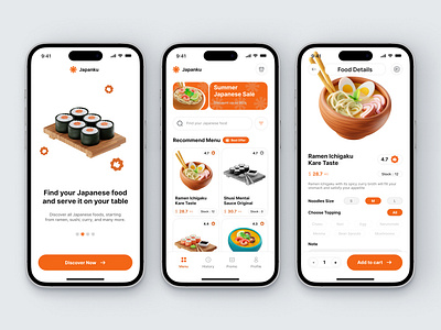 Japanku - Mobile App Ramen Order app bills design food ios mobile orange order point of sale pos pos system product design ramen recipe restaurant shopping ui uiux ux