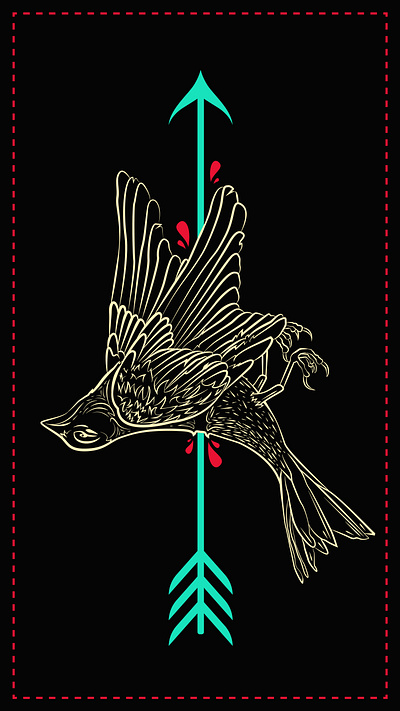 To Pierce a Mockingbird arrow art bird blood design digital digital art illustration line lineart pierce vector vector art vectorial illustration wings