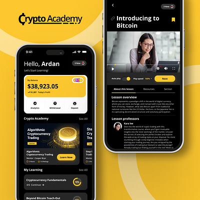 Crypto Academy - Online course platform academy app design course crypto mobile app ux