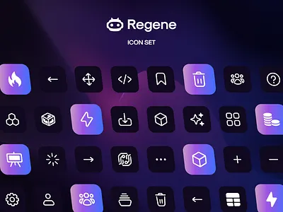 Regene.AI - Icon Set design grapich design icon icon design icon set icons illustration logo two tone vector web deisgn web design icon