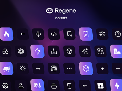 Regene.AI - Icon Set design grapich design icon icon design icon set icons illustration logo two tone vector web deisgn web design icon