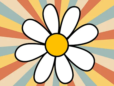 COLORFUL RETRO BACKGROUND FLOWER ILLUSTRATION STICKER BOOKMARK blank