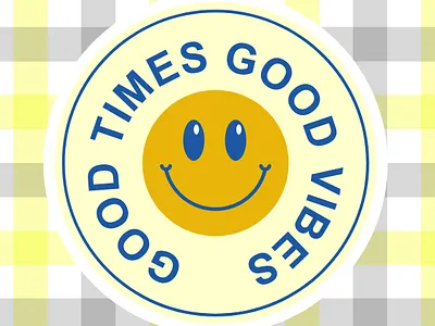 BLUE AND YELLOW RETRO BACKGROUND SMILEY STICKER BOOKMARK blank