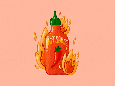 Hot Hot Sauce bi chili cooking flaming food hot hot pepper hot sauce illustration illustrator red pepper sauce spicy