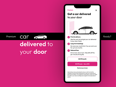 Car delivery - Drivee app branding payment paywall subscribe subscriptions ui