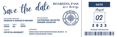 boarding pass wedding invitation card
