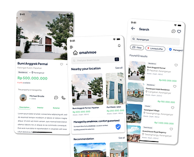 Omahmoe - Mobile Real Estate App Concept design mobile app real estate app ui