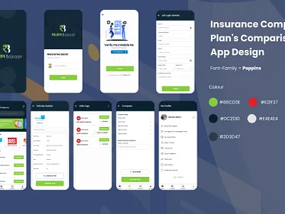 Mobile app design for an Insurance company's plans comparison branding design figma finance insurance loan mobile app photoshop technology ui website