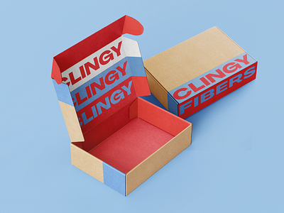 Clingy Fibers Packaging Box blue box branding graphic design hair mailer box packaging design pink typography white