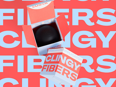 Clingy Fibers Applicator Box blue bold box branding contrast design graphic design hair logo pink typography